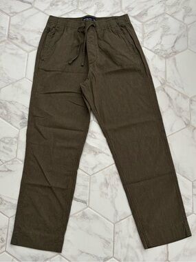 Abercrombie Men's Olive Linen-Blend Relaxed Pull-On Pant